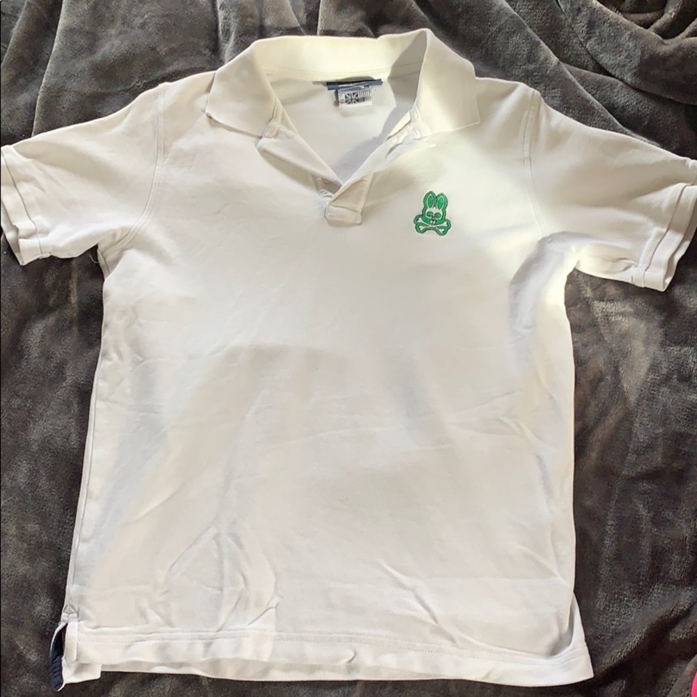 White shirt sleeve PsychoBunny polo shirt